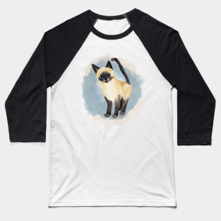 Saucy Siamese Kitten in blue Baseball T-Shirt